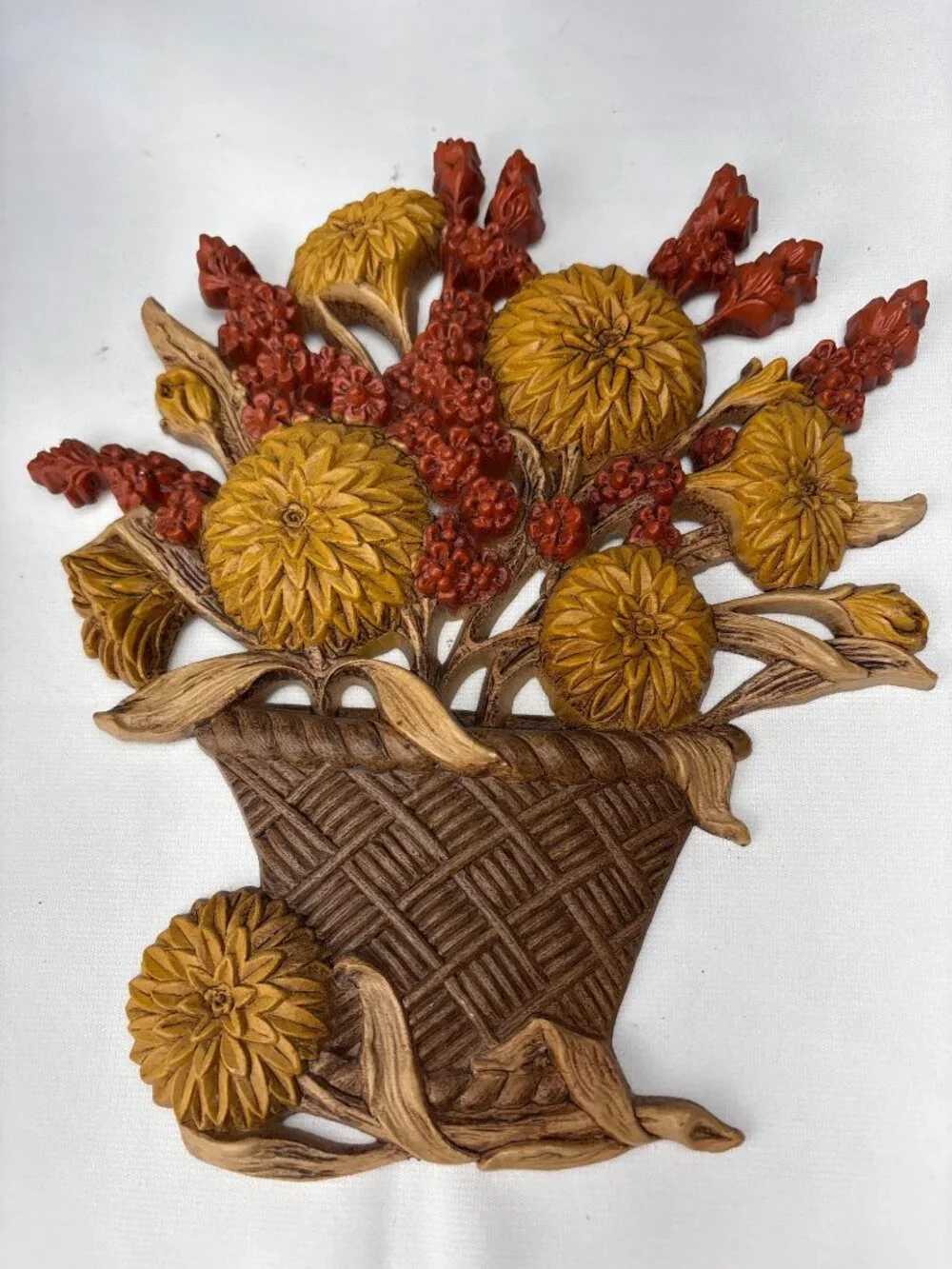 Burwood Basket of Flowers Wall Hanging 2006 - Yellow & Red Floral Decor